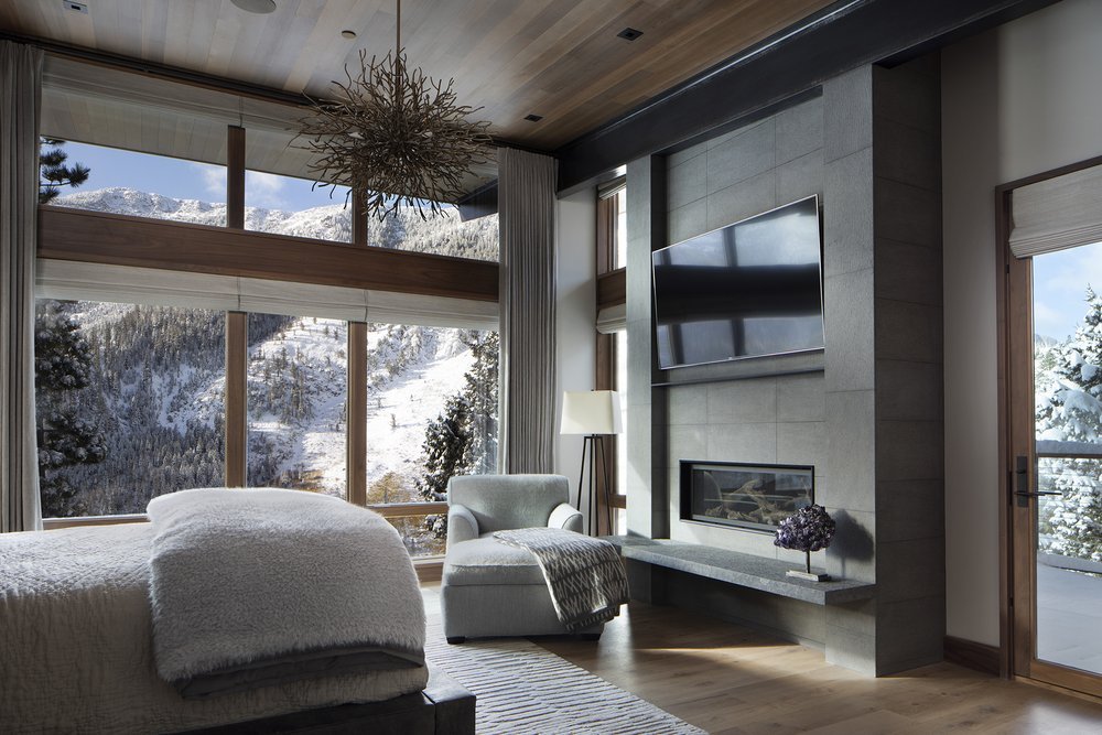 Luxurious Master Bedroom with Panoramic Mountain Views in Mammoth Lakes