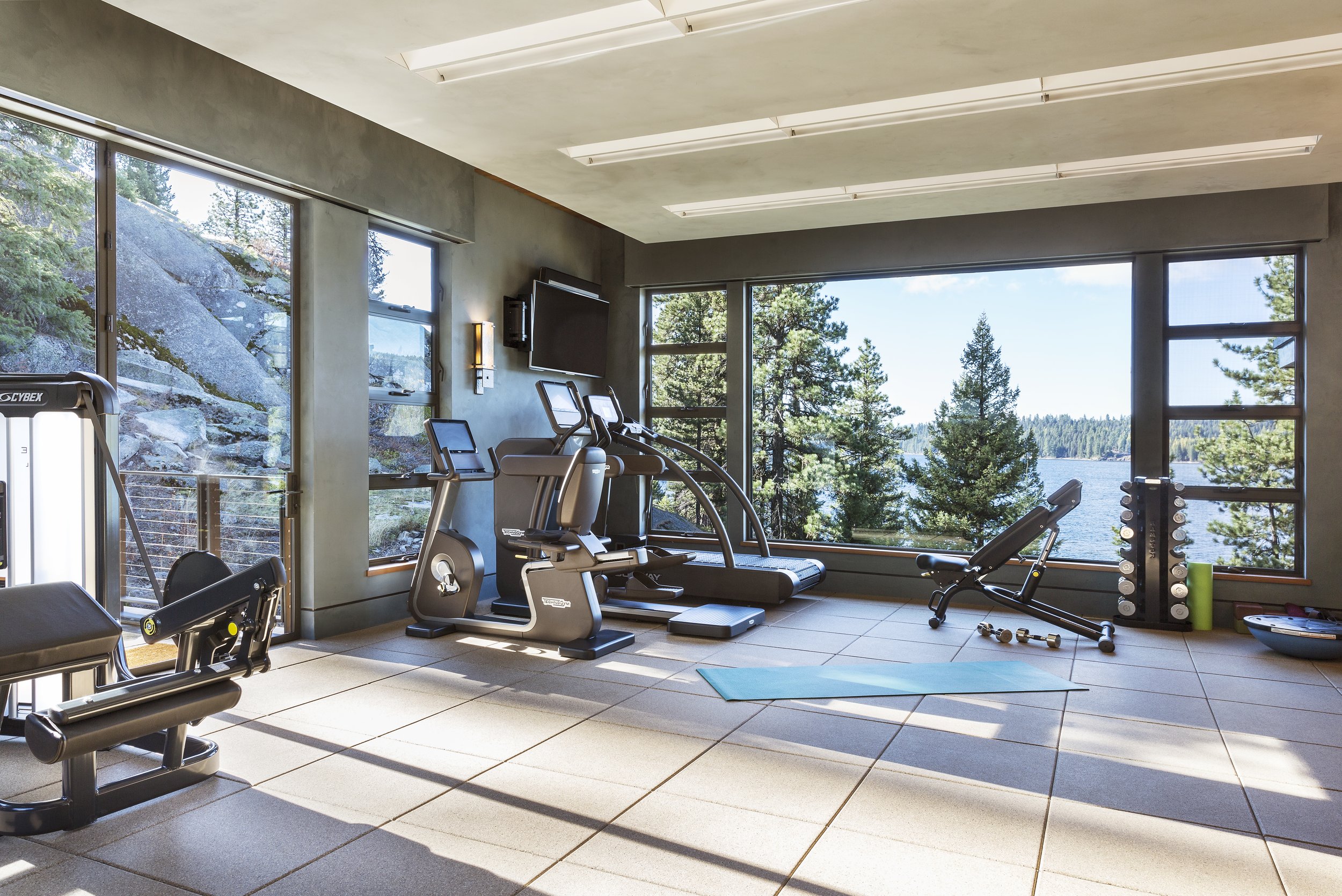 Home Gym with Lake View in McCall, Idaho