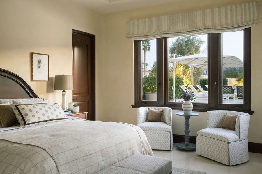 Guest Bedroom with Pool View in Palm Desert, CA Home