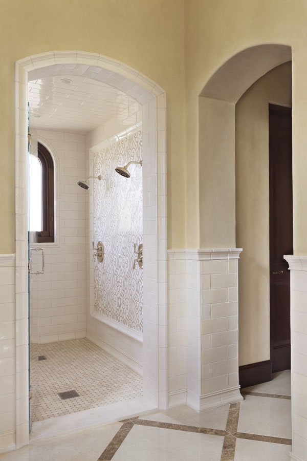 Luxury Walk-In Shower with Dual Shower Heads in Palm Desert, CA Home