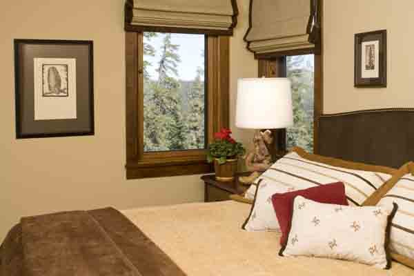 Cozy Rustic Bedroom Detail in Mammoth Lakes, CA
