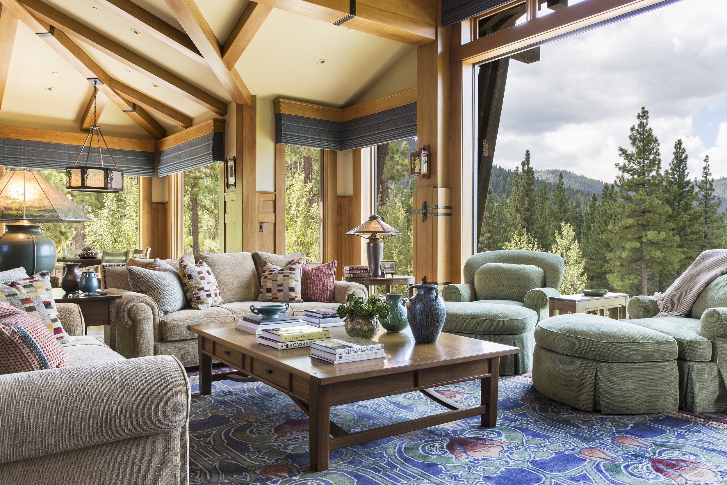 Open Concept Living Room with Big Windows in Tahoe Martis Camp, CA Home