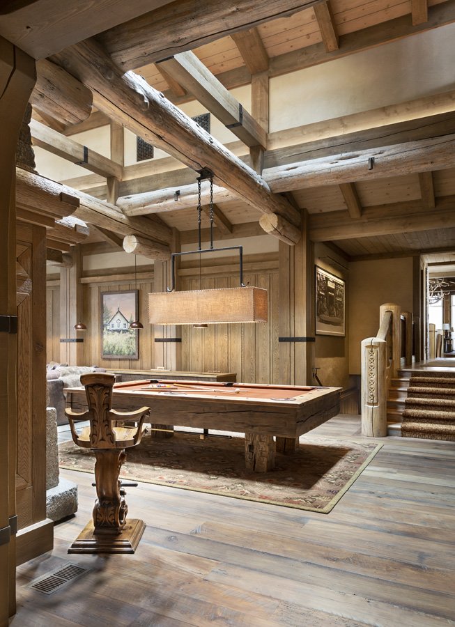 Billiard Room with Custom Lighting in Mammoth Lakes, CA Home