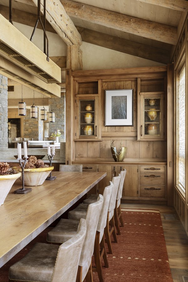 Sophisticated Rustic Dining Room Details In Mammoth Lakes, CA Custom Build