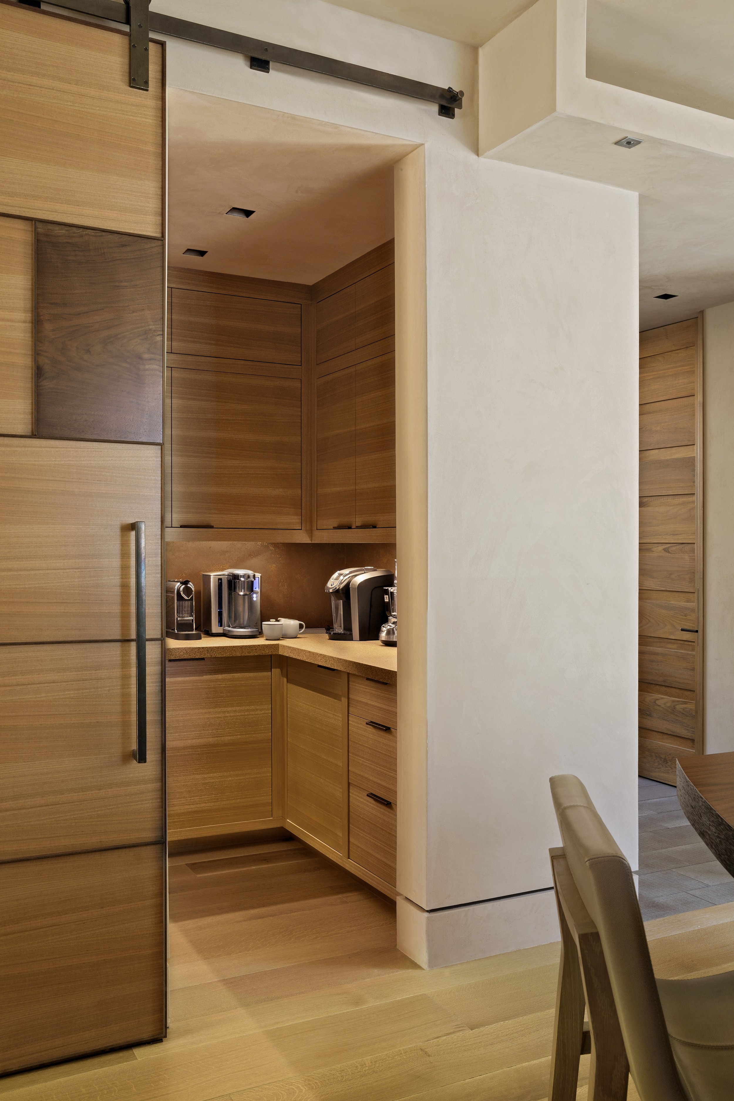 Modern Kitchen Pantry with Light Wood Cabinetry in McCall, Idaho Home