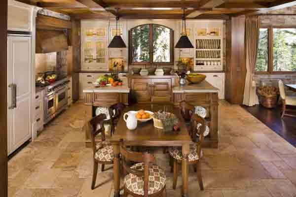 Mountain Rustic Dining Room with Pendants in Mammoth Lakes, CA