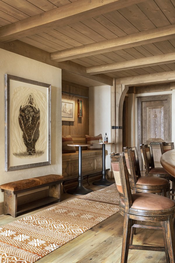 Custom Bar Table and Chairs with Buffalo Artwork in Mammoth Lakes, CA