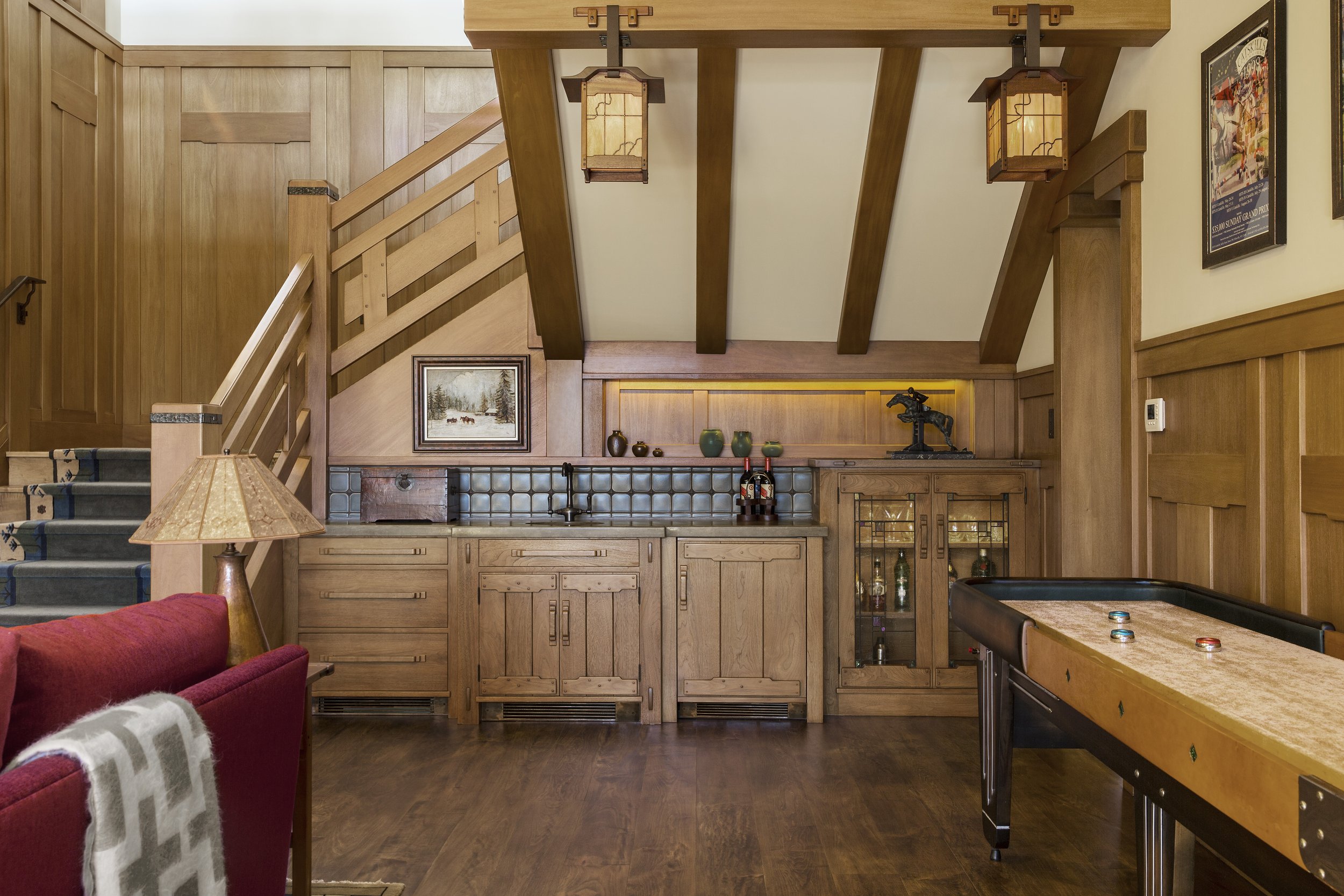Custom Craftsman Game Room with Custom Wood Table in Martis Camp, Tahoe