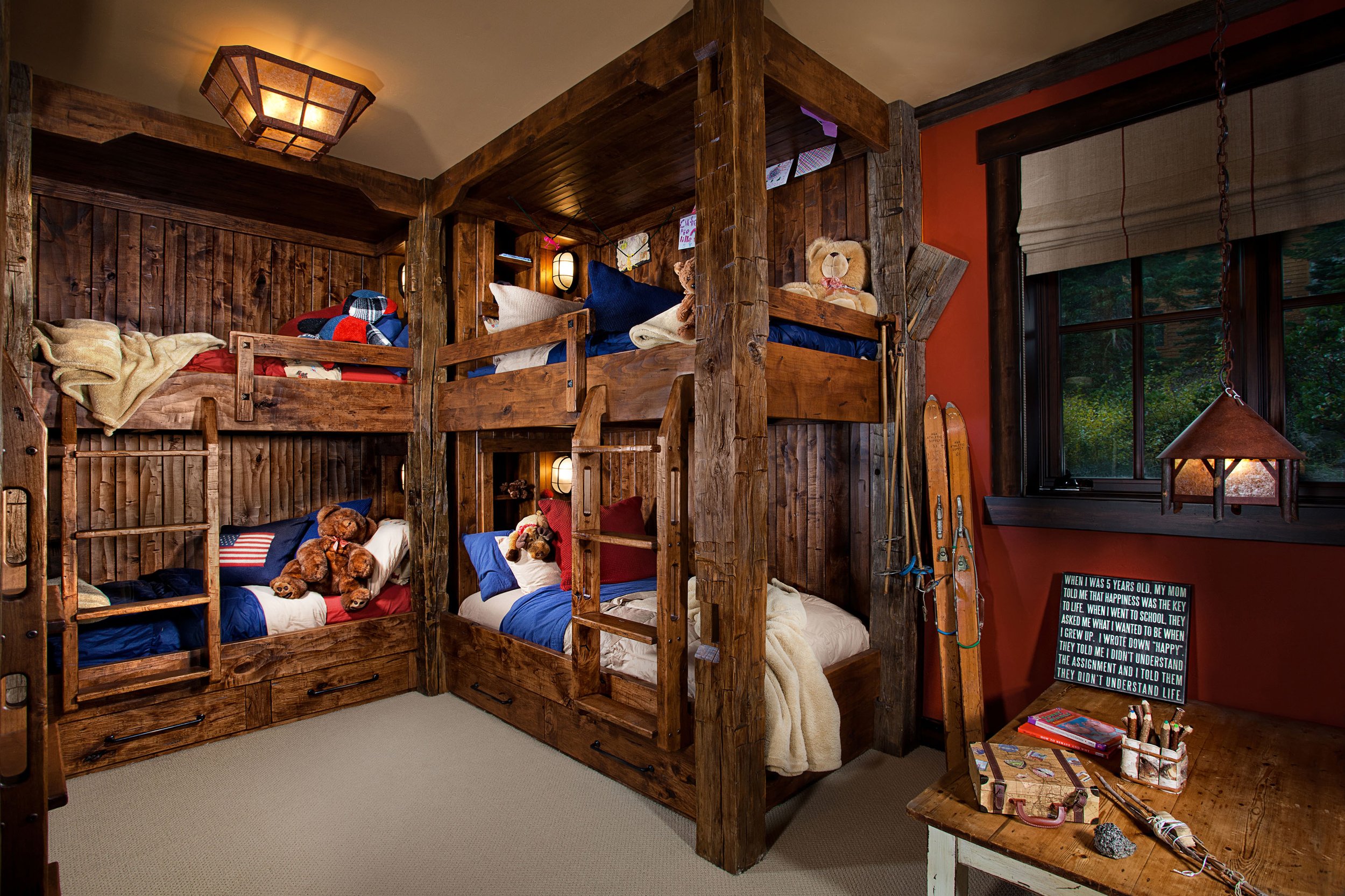Cozy Kids Room with Rustic Bunk Beds and Wooden Western Decor  in Mammoth Lakes, CA