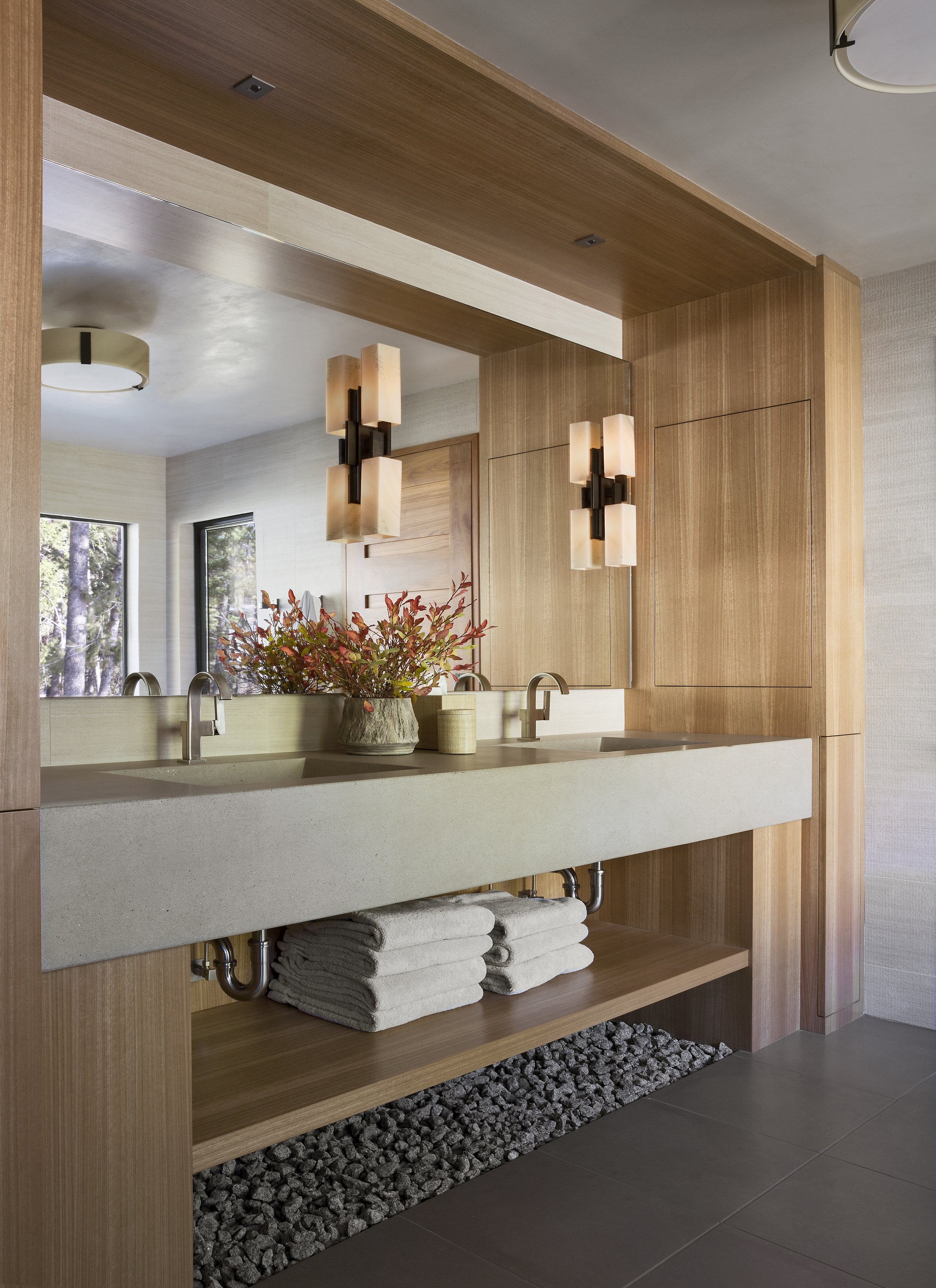 Modern Serene Bathroom with Vanity and Sconce Pendants in McCall, Idaho