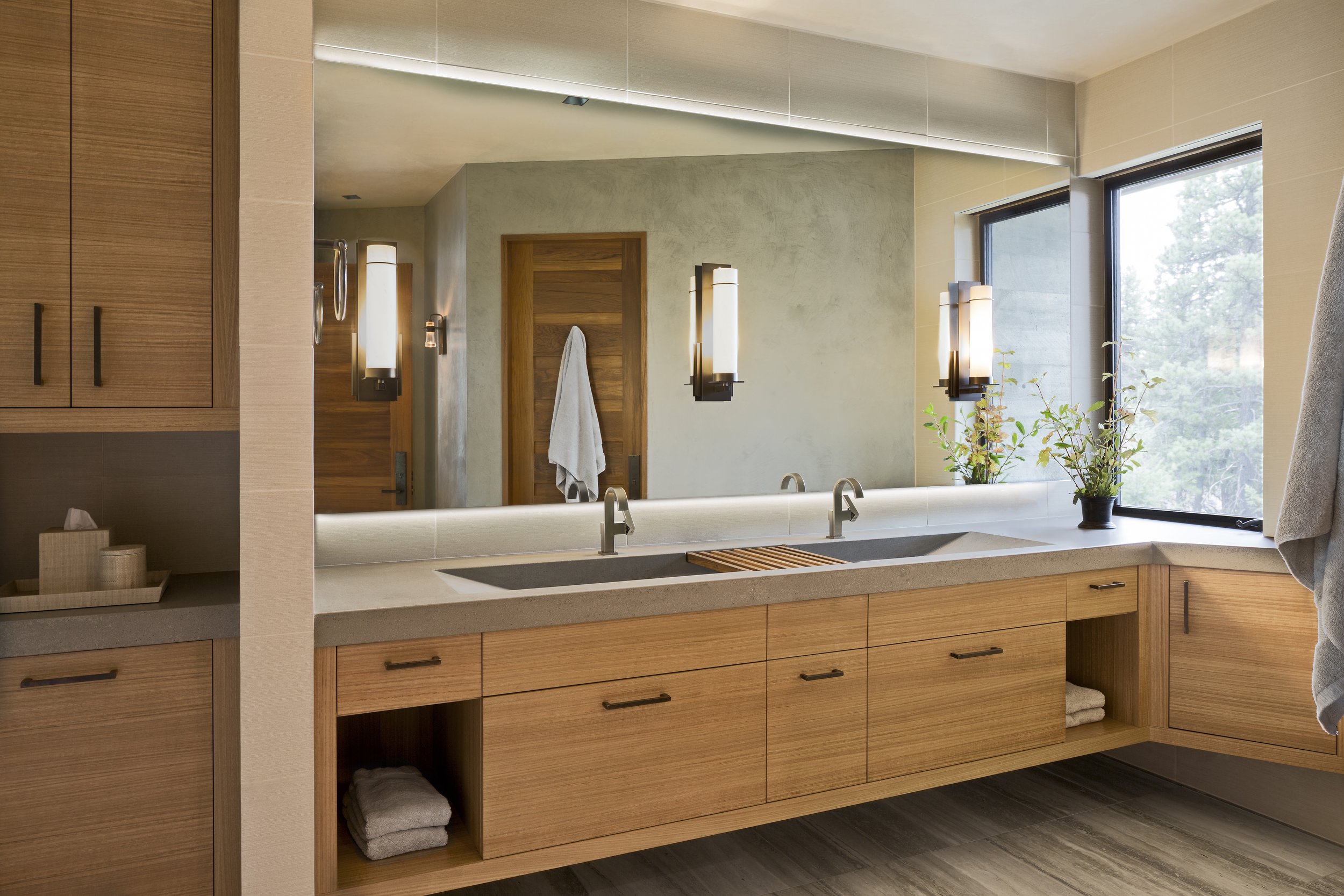 Modern Serene Bathroom with Double Vanity and Sconce Pendants in McCall, Idaho