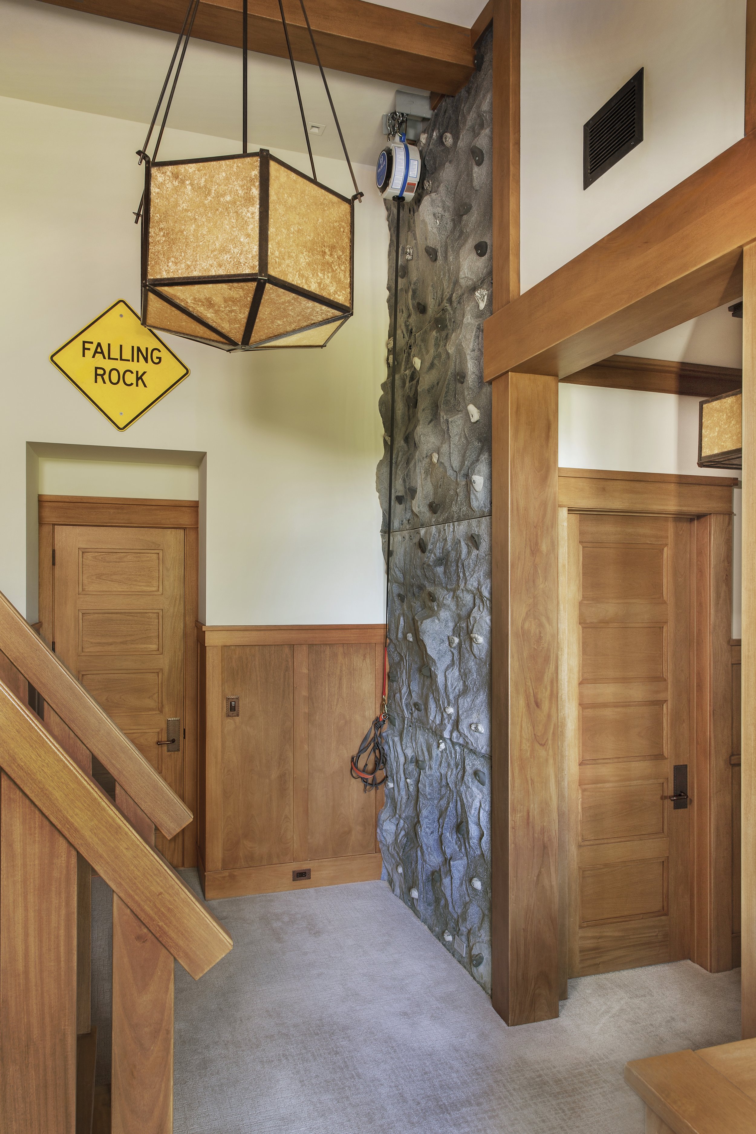 Kids Boys Bunk Bed Room Custom Rock Climbing Wall in Martis Camp Tahoe, CA